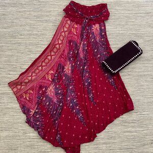 Bangkok Pants Bohemian Print Maxi Rayon Skirt Floral Small